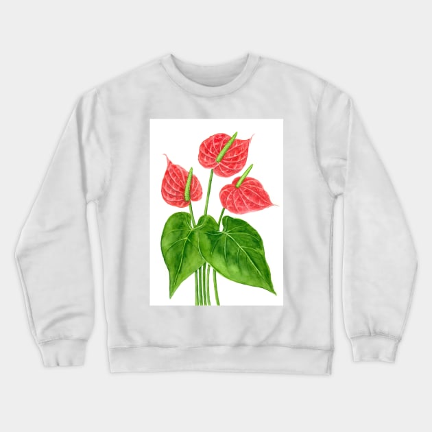 Flamingo flower watercolor Crewneck Sweatshirt by katerinamk